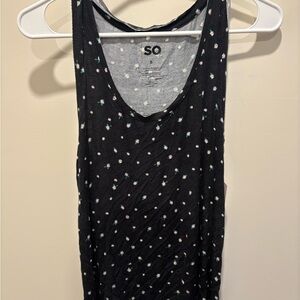 SO Women's Black and White Floral Tank Top